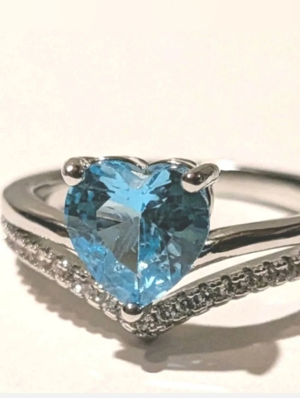 Lab-Created Blue Topaz 3ct Heart Cut Women's Engagement Ring White Gold Plated